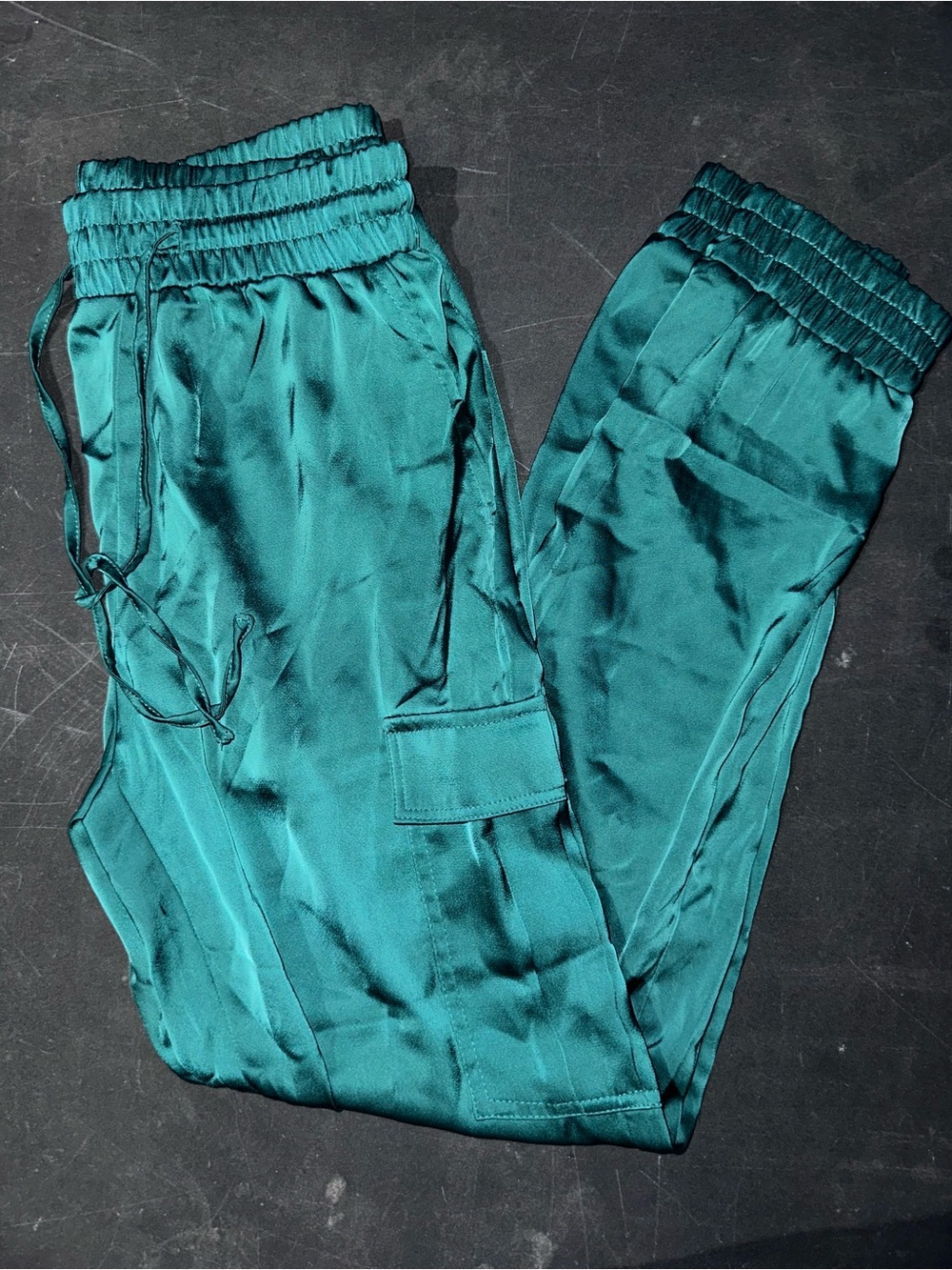 Women’s Satin Jogger Pants in Teal